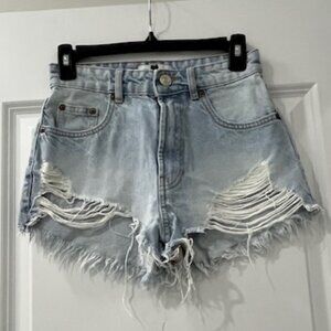 Zara Distressed Ripped Denim Shorts - Size 0